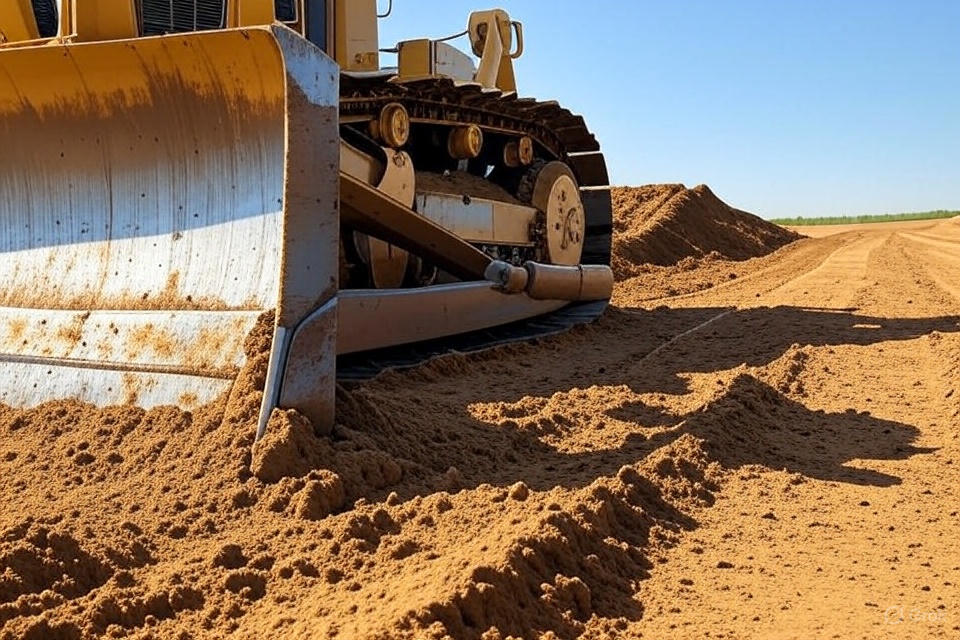 Bulldozer grading a building pad